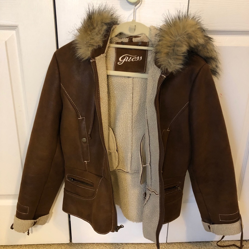 Guess brown suede jacket size large